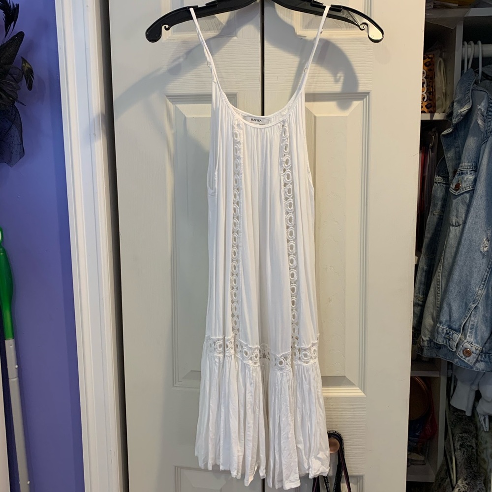 Raviya White Crochet Trim Cover Up Dress